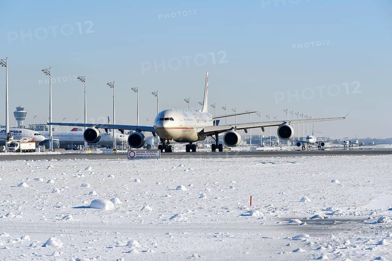 Aircraft on snowy runway