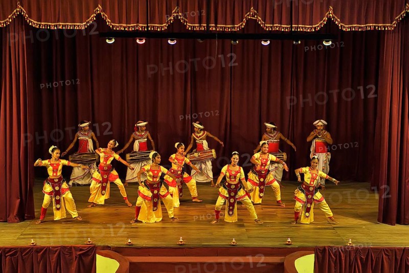 Drummers and dancers at a performance of Kandy dancers