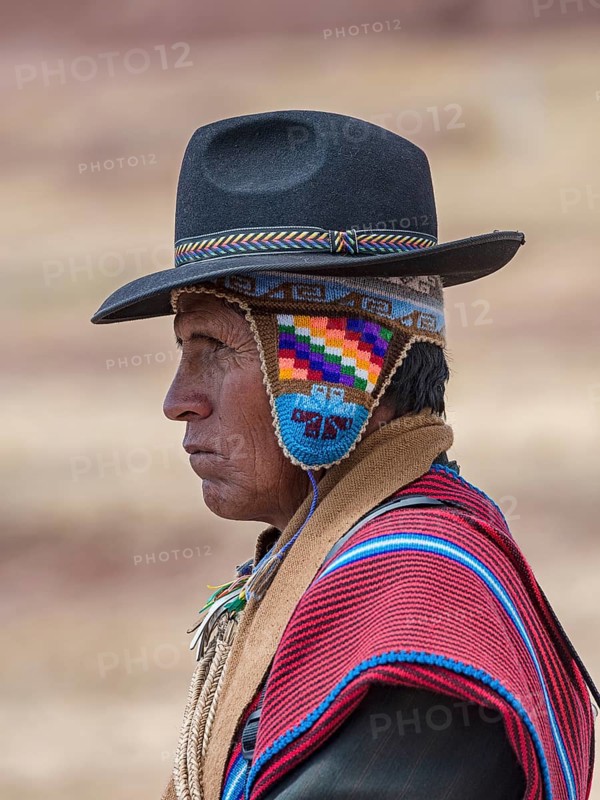 Indigenous man in typical national clothing with typical hat