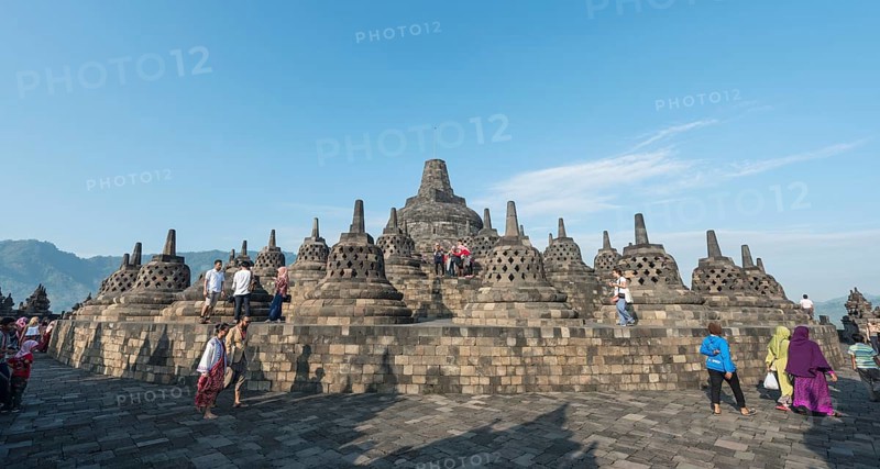 Visitors at Borobudur Temple