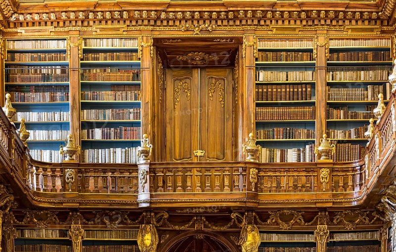 Gallery with bookshelves