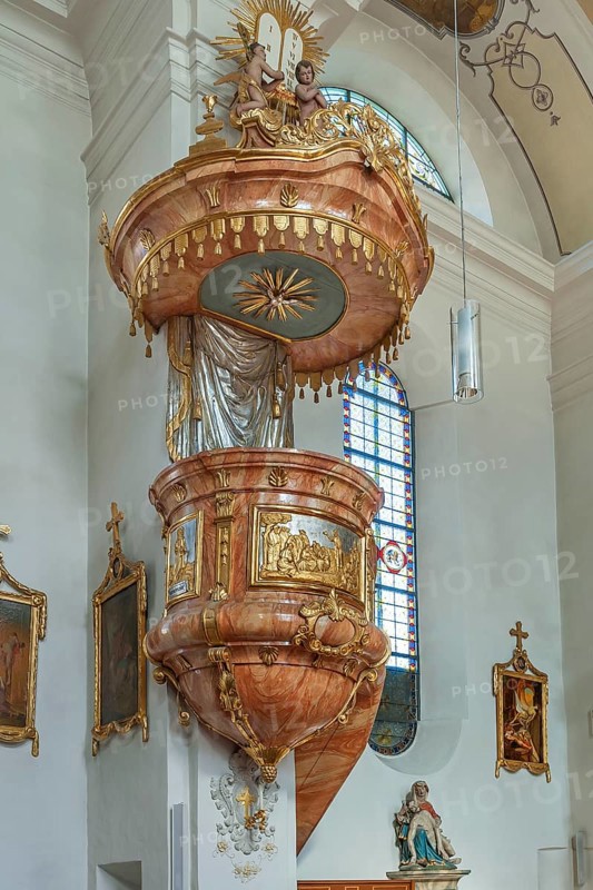 Pulpit in the church to our dear woman in Oberaudorf