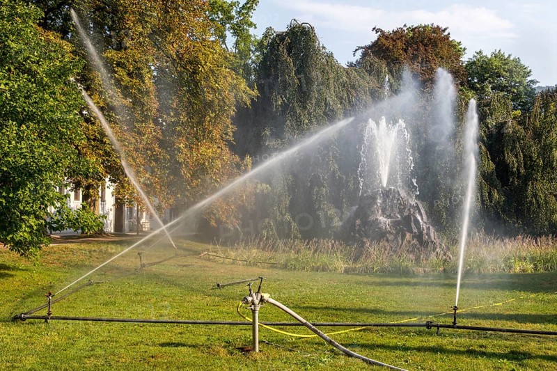 Irrigation of the green areas in the spa garden