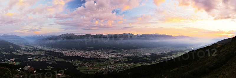 Inntal Valley with Innsbruck at sunrise