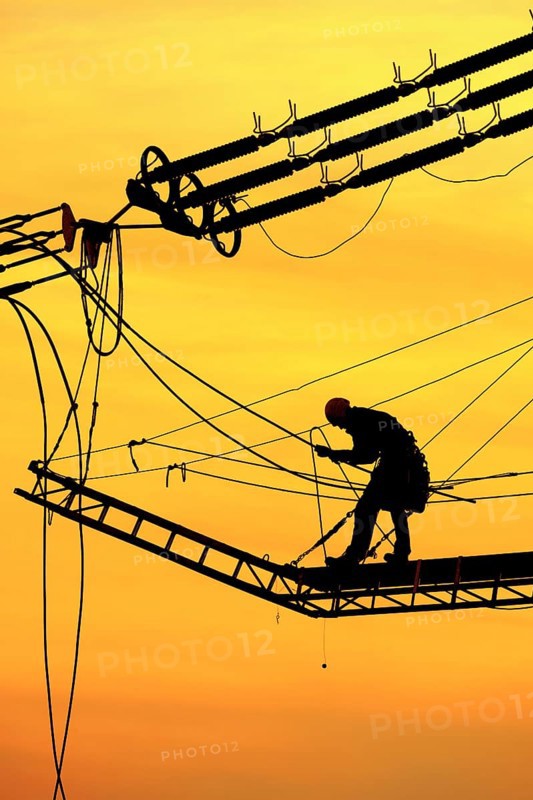 High-voltage engineer at work