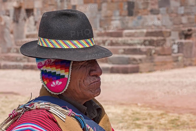 Indigenous man in typical national clothing with typical hat