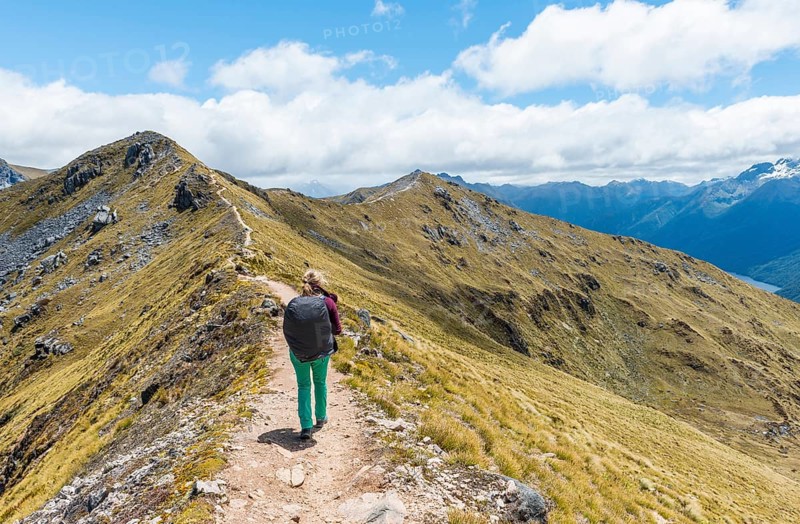 Female hiker on Kepler Track