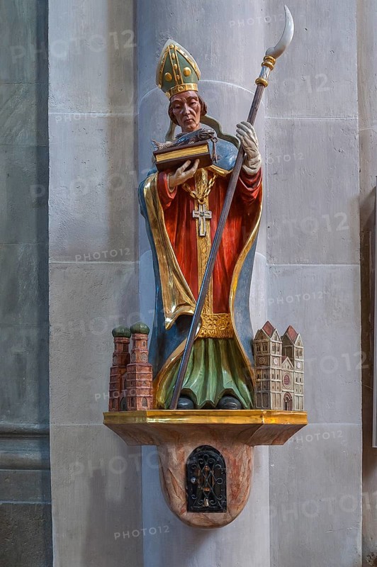 Saint St. Benno with model of the Church of Our Lady and St. Benno