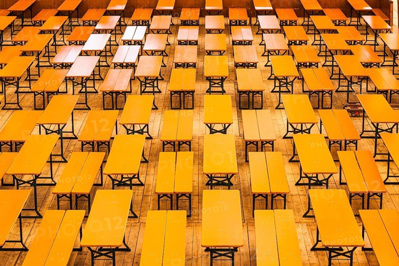 Beer tables in marquee