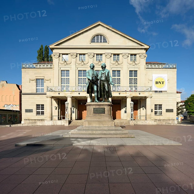 Goethe-Schiller-monument in front of the German national theater