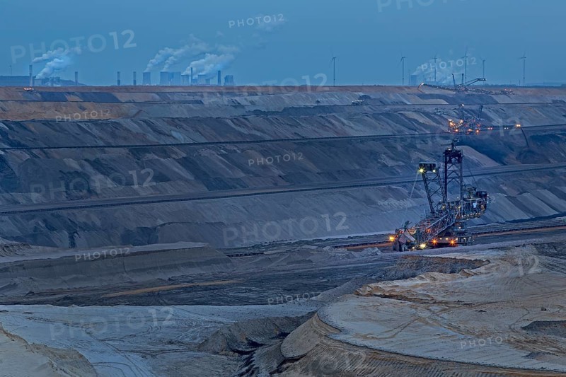 Lignite opencast mine at night