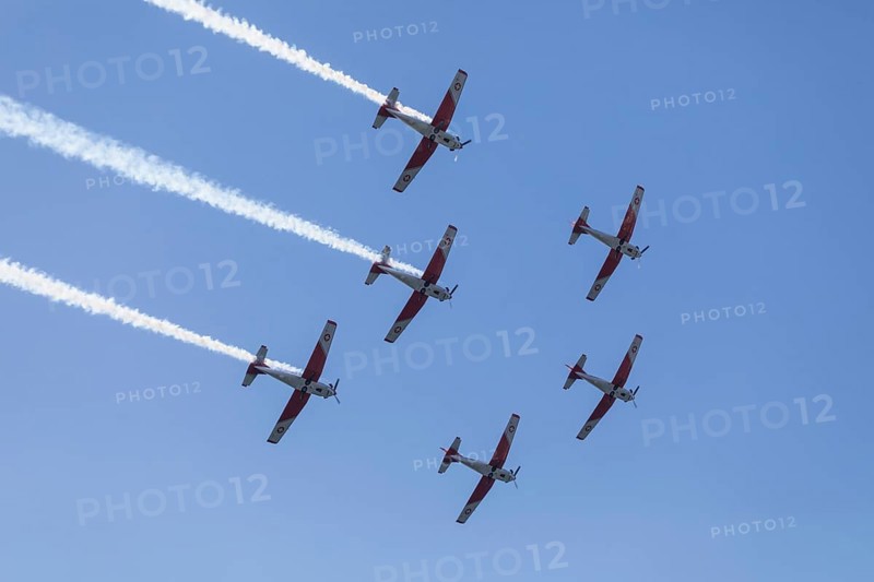 PC-7 team of the Swiss Air Force at a flight show on the occasion of Air & Days in Lucerne