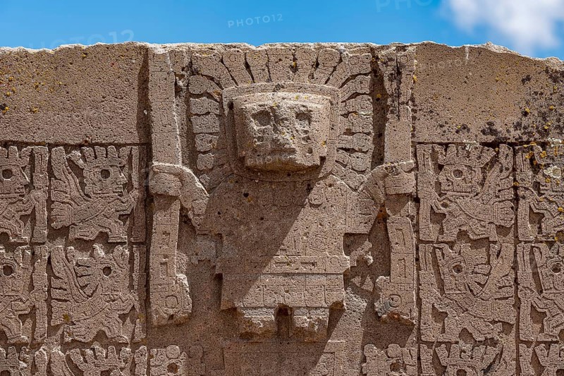 Sun gate with ornamental figures from the pre-Inca period