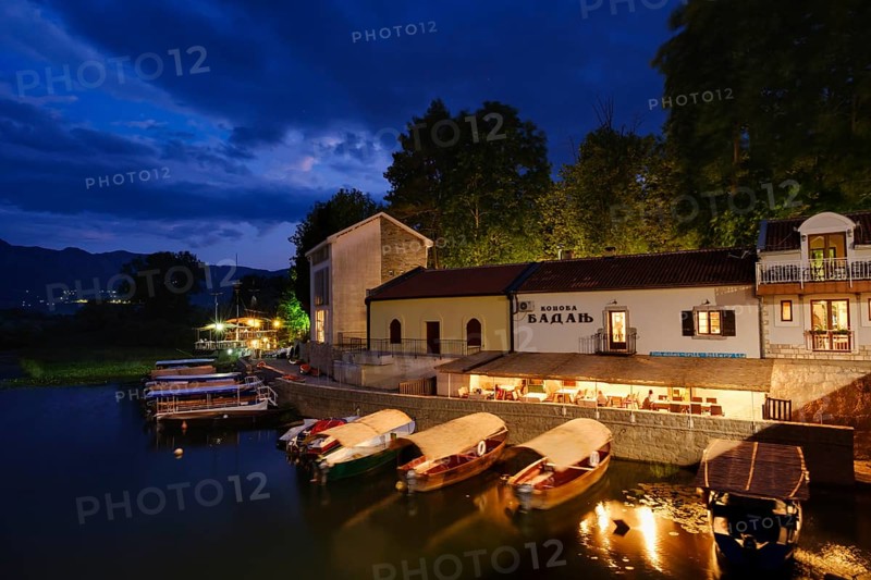 Excursion boats at dusk