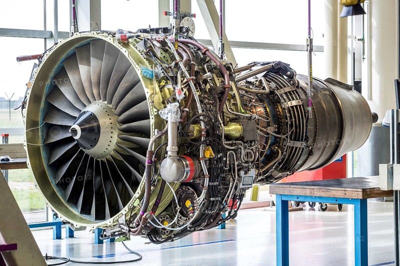 Engine's maintenance in huge industrial hall