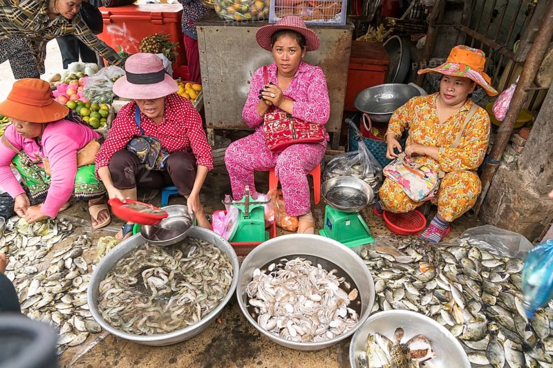 Women at the Fish Market in Kampot