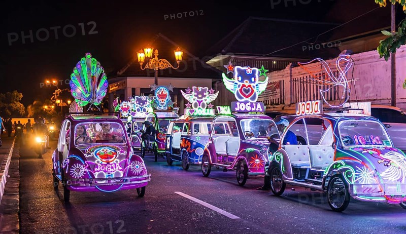 Cars illuminated with colourful LEDs