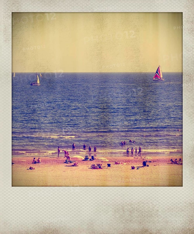 Polaroid effect of beach and Mediterranean Sea