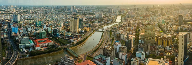 View of Ho Chi Minh City and Saigon River from the Bitexco Financial Tower