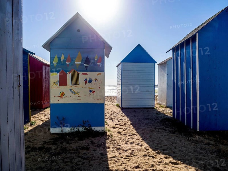 Colourful beach cabins at Saint-Denis-d'Oleron on Oleron island