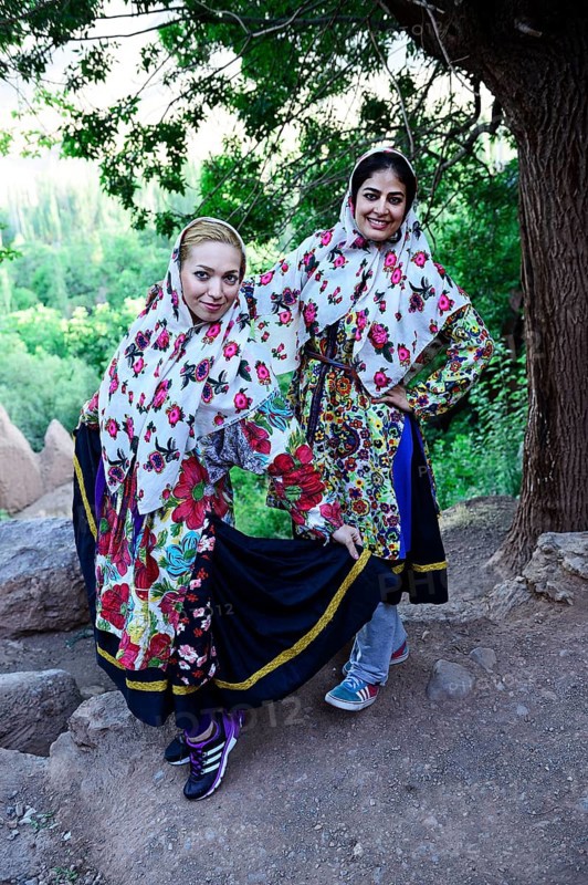 Young women with colorful chador