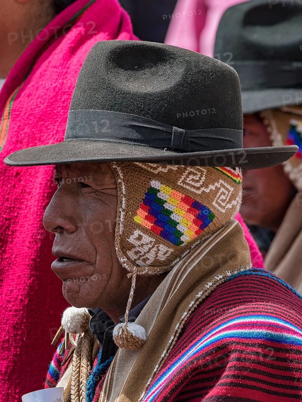 Indigenous man in typical national clothing with typical hat