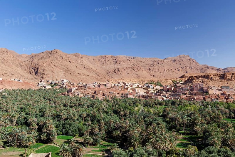 The Draa valley with date groves and villages in southern Morocco
