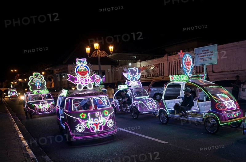 Colorful with LEDs illuminated cars