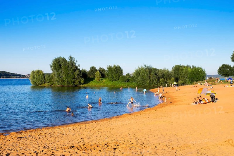 Bathers on sandy beach