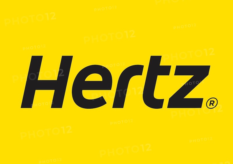 Hertz logo on yellow background