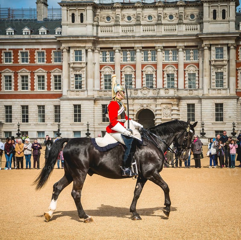 Royal Guard in red uniform on horse