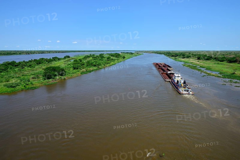 Pusher with iron ore cargo