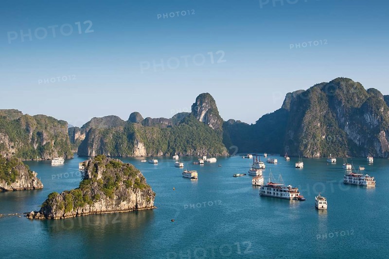 Tourist boats in Halong Bay