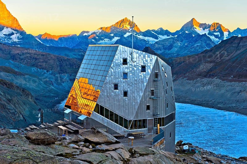 Dawn at the Monte Rosa Hut