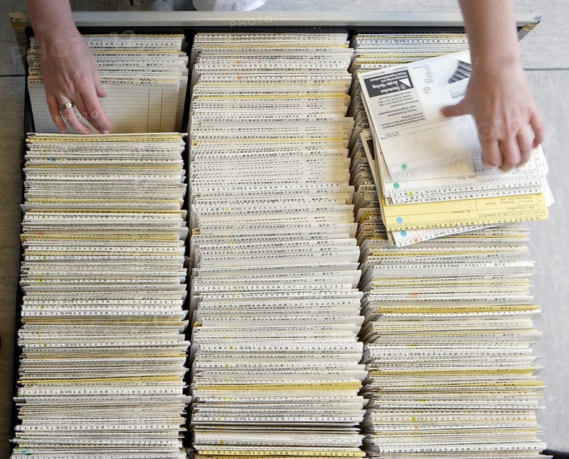 Index cards in drawer