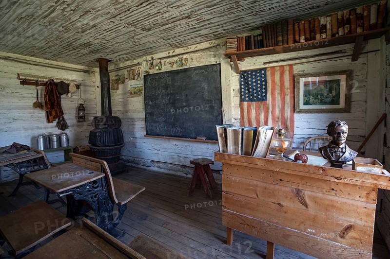 Old classroom with the teacher's desk