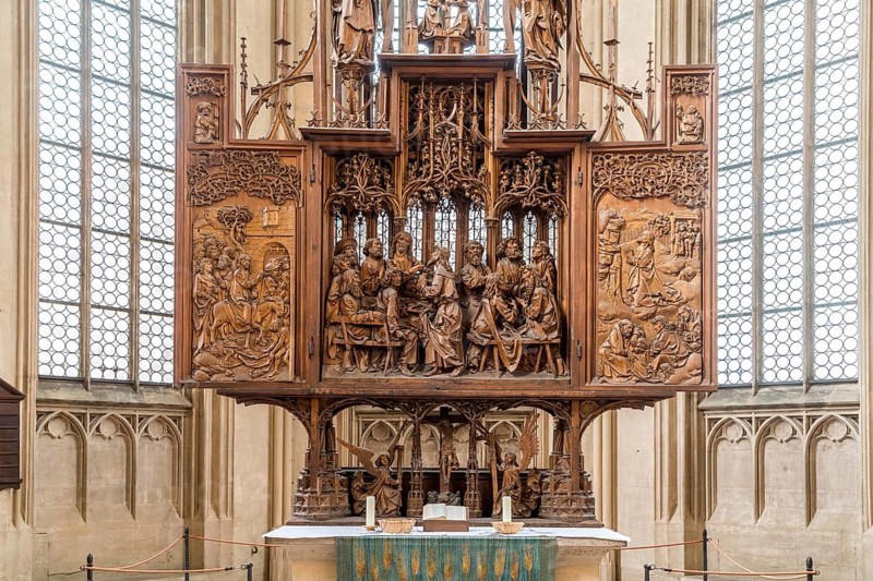Holy Blood Retable of the Wurzburg carver Tilman Riemenschneider in the city church St. Jakob