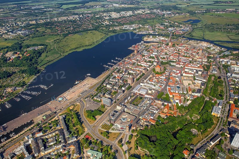 Overview of Rostock with river Unterwarnow