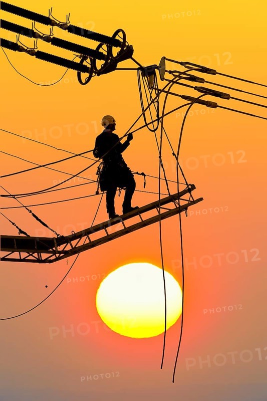 High-voltage engineer at work