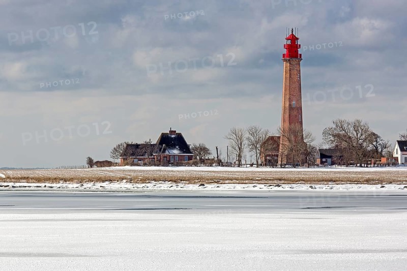 Lighthouse Flugge on frozen Baltic Sea