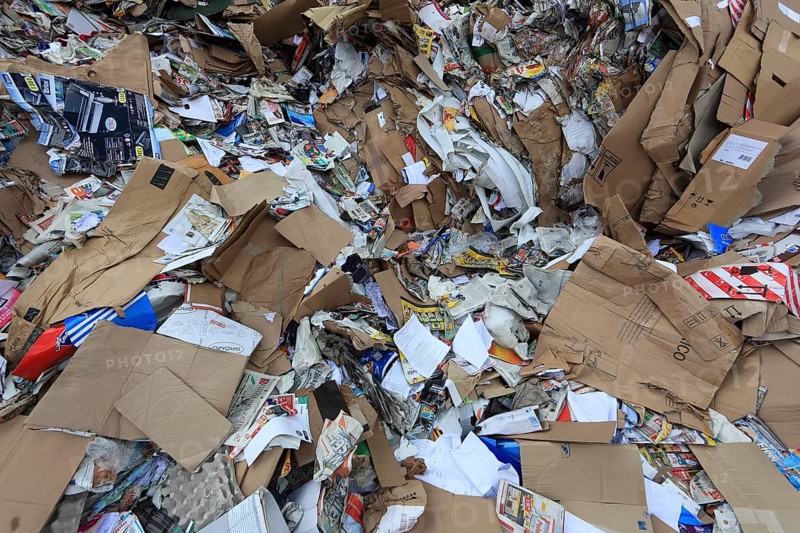 Waste paper for recycling in a recycling plant