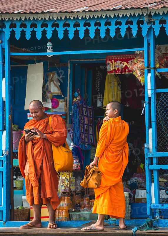 Buddhist Monks on Houseboat