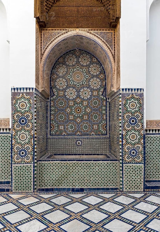 Tiled fountain at Dar Si Said Museum