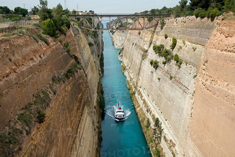 Motorboat on Corinth Canal