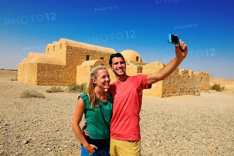 Tourists taking selfie