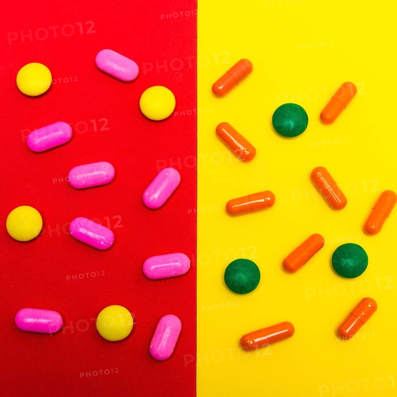 Colorful pills and candy