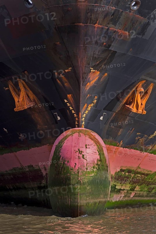 Bow of container ship