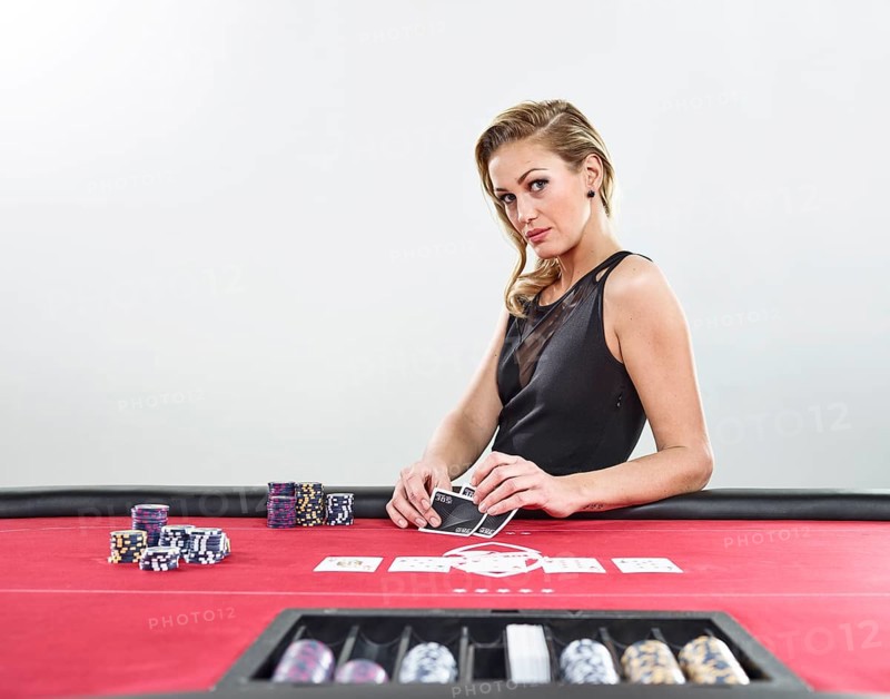 Woman playing blackjack