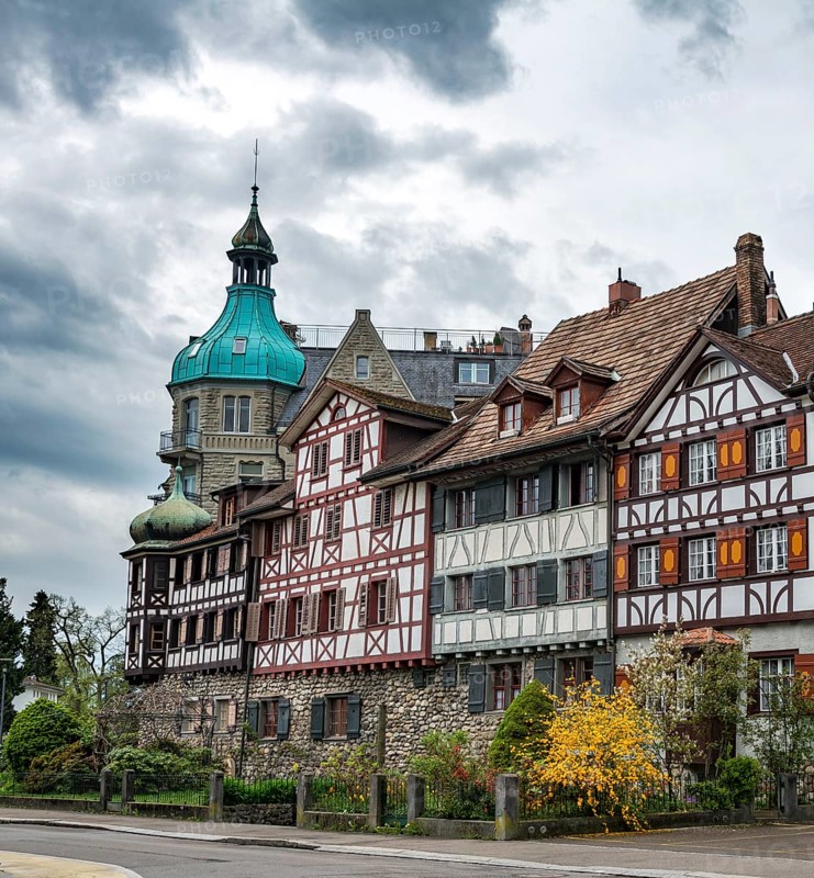 Half-timbered houses in the street