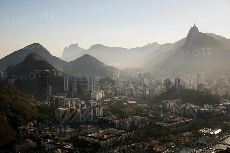 View from the Sugar Loaf Mountain to the city and surrounding countryside in the evening light